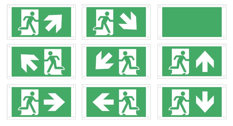 Led Exit Sign | Surface Mount | Auto Test | Incl. Pictograms 4